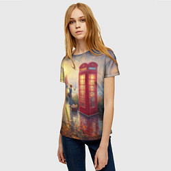 Футболка женская Женщина у телефонной будки на набережной, цвет: 3D-принт — фото 2