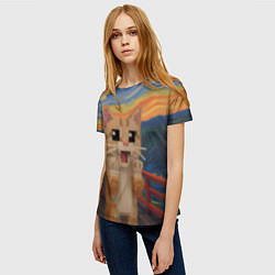 Футболка женская Кот крик в стиле майнкрафт, цвет: 3D-принт — фото 2