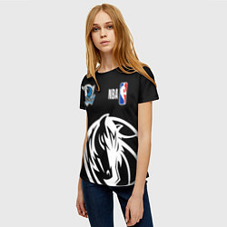 Футболка женская Даллас Маверикс - большой логотип, цвет: 3D-принт — фото 2