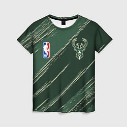 Футболка женская Милуоки Бакс - линии с потертостями, цвет: 3D-принт