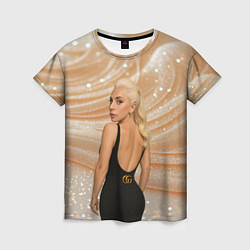 Женская футболка Леди Гага в черном платье