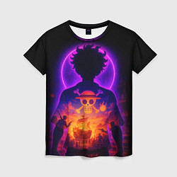 Футболка женская Ванпис - неоновый Луффи, цвет: 3D-принт