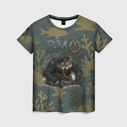 Футболка женская ВМФ волк пехотинец, цвет: 3D-принт