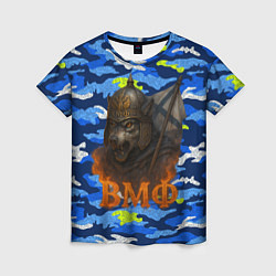 Футболка женская ВМФ злой медведь в шлеме, цвет: 3D-принт