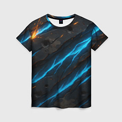 Женская футболка Камуфляж с неоновыми синими вставками