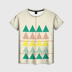 Футболка женская Абстрактный лес пирамидки с однотоном, цвет: 3D-принт