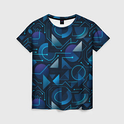 Женская футболка Футуристическая сине-фиолетовая абстракция с хакер
