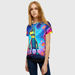 Футболка женская Сынишка Бендера в сказочном лесу светящихся грибов, цвет: 3D-принт — фото 2