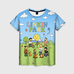 Футболка женская Linkin Park мультяшный стиль на поляне, цвет: 3D-принт