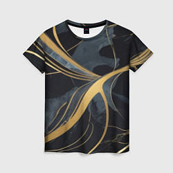 Футболка женская Мраморный узор с золотыми полосками, цвет: 3D-принт