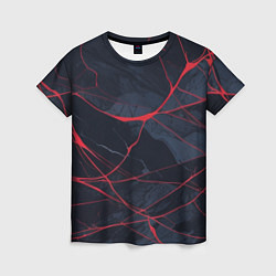 Футболка женская Мраморные узоры из переплетений красных линий, цвет: 3D-принт