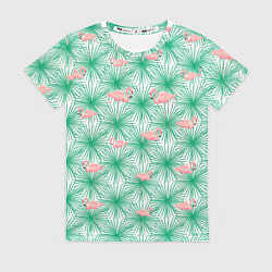 Женская футболка Фламинго и тропики