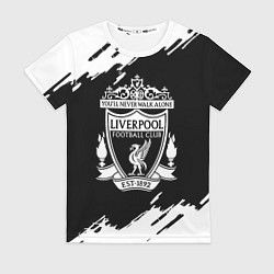 Футболка женская Liverpool белые краски штрихи, цвет: 3D-принт