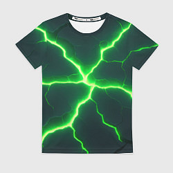 Футболка женская Зеленый неон из плит, цвет: 3D-принт