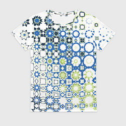 Футболка женская Сине-зеленая абстракция, цвет: 3D-принт