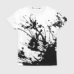 Футболка женская Чёрная взрывная краска на белом, цвет: 3D-принт