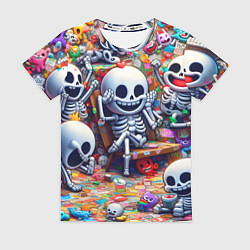 Футболка женская Смеющиеся прикольные скелетики - нейроарт, цвет: 3D-принт