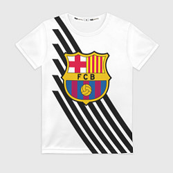 Футболка женская Barcelona черно белые полосы, цвет: 3D-принт