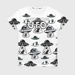 Футболка женская UFO и котики, цвет: 3D-принт