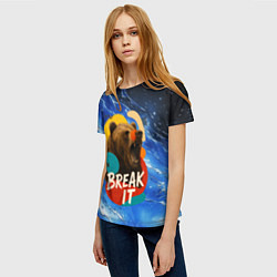 Футболка женская Break it злой медведь, цвет: 3D-принт — фото 2