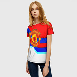 Футболка женская Манчестер Юнайтед полосы геометрия, цвет: 3D-принт — фото 2