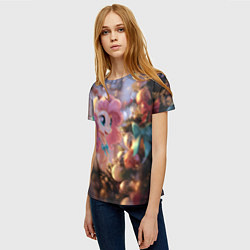 Футболка женская Милая новогодняя лошадка с крыльями, цвет: 3D-принт — фото 2