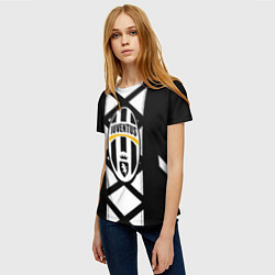 Футболка женская Ювентус геометрия полосы линии, цвет: 3D-принт — фото 2