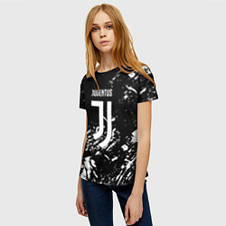 Футболка женская Juventus белые штрихи красок, цвет: 3D-принт — фото 2