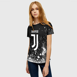Футболка женская Ювентус всплеск белых красок, цвет: 3D-принт — фото 2
