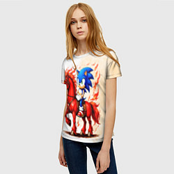 Футболка женская Соник верхом на коне, цвет: 3D-принт — фото 2