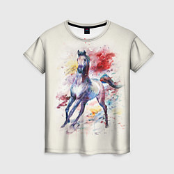 Футболка женская Лошадь: акварель, цвет: 3D-принт