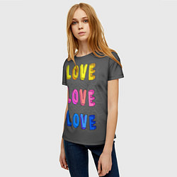 Футболка женская Love Love Love, цвет: 3D-принт — фото 2