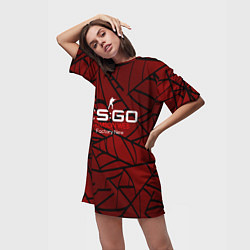 Футболка женская длинная Cs:go - Crimson Web Style Factory New Кровавая пау, цвет: 3D-принт — фото 2