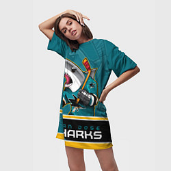 Футболка женская длинная San Jose Sharks, цвет: 3D-принт — фото 2