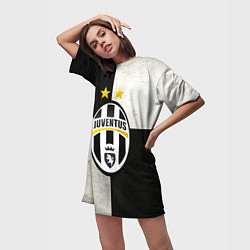 Футболка женская длинная Juventus FC, цвет: 3D-принт — фото 2