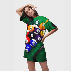 Футболка женская длинная Бильярд, цвет: 3D-принт — фото 2