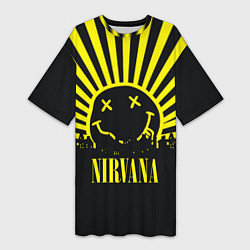 Футболка женская длинная Nirvana, цвет: 3D-принт