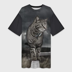 Женская длинная футболка Кот