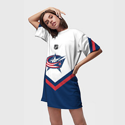 Футболка женская длинная NHL: Columbus Blue Jackets, цвет: 3D-принт — фото 2