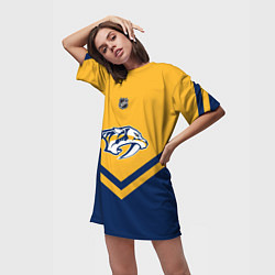 Футболка женская длинная NHL: Nashville Predators, цвет: 3D-принт — фото 2