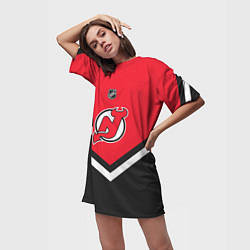 Футболка женская длинная NHL: New Jersey Devils, цвет: 3D-принт — фото 2