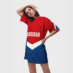 Футболка женская длинная Russia Team, цвет: 3D-принт — фото 2