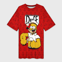 Футболка женская длинная Duff Beer, цвет: 3D-принт