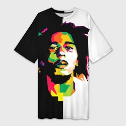 Футболка женская длинная Bob Marley: Colors, цвет: 3D-принт