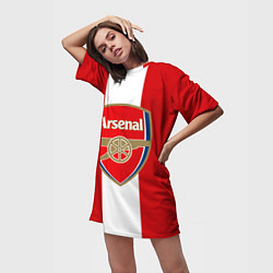 Футболка женская длинная Arsenal FC: Red line, цвет: 3D-принт — фото 2