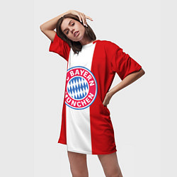 Футболка женская длинная Bayern FC: Red line, цвет: 3D-принт — фото 2