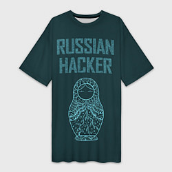 Женская длинная футболка Русский хакер