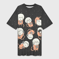 Женская длинная футболка Космические котики
