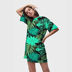 Футболка женская длинная Tropical pattern, цвет: 3D-принт — фото 2