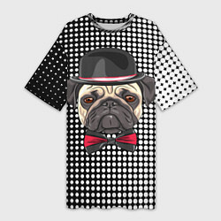 Футболка женская длинная Mr Pug, цвет: 3D-принт